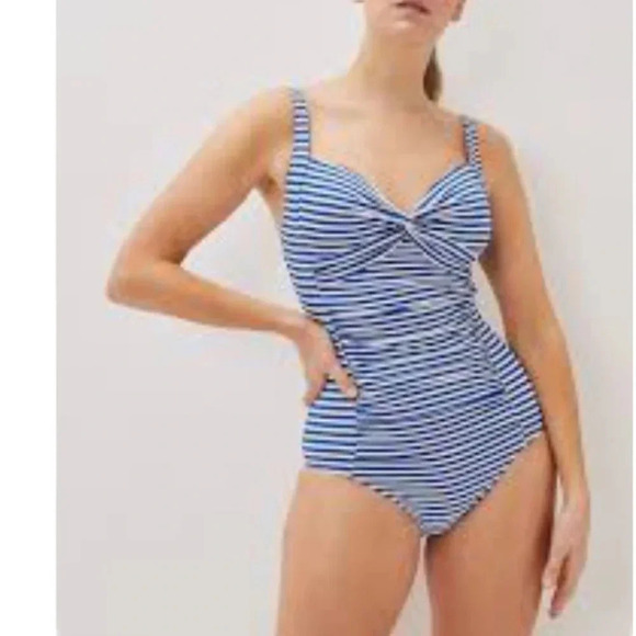 Nip Tuck One Piece Swimsuit Stripe Bikini Nautical Striped Joanne Paloma 10 L - Picture 3 of 9